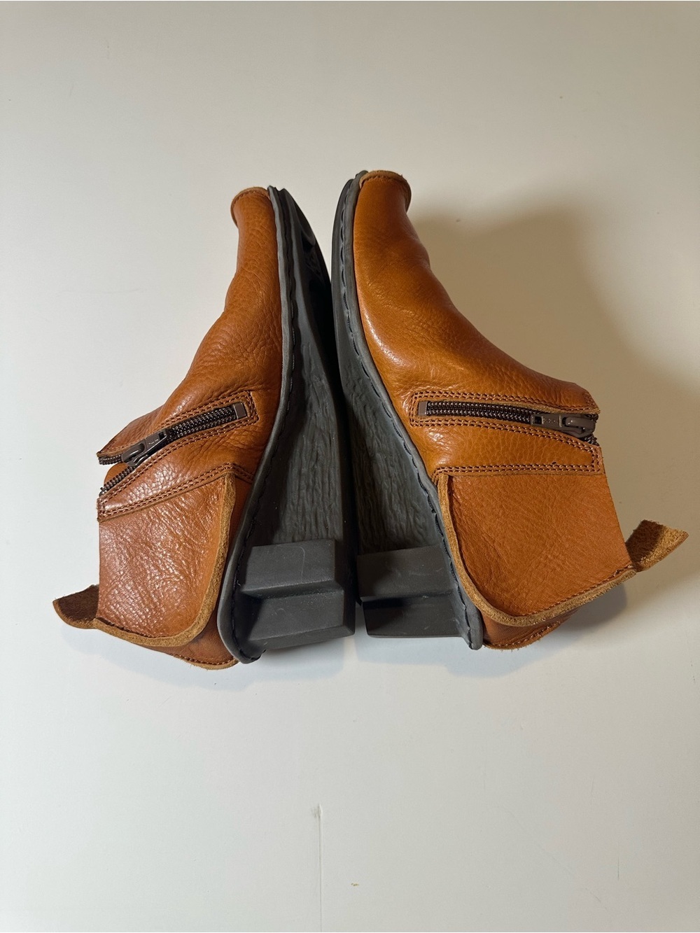 Trippen Women's brawn Leather Ankle Boots whit side zipper - Picture 3 of 6
